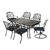   MEETWARM-7-Piece-Outdoor-Patio-Dining-Set-All-Weather-Cast-Aluminum-Patio-Conversation-Set-with-2-Swivel-Rocker-Chairs-4-Stationary-1-Rectangular-Table-6-Cushions-2-Umbrella-Hole-Navy-Blue