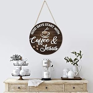   HMASYO-Coffee-Signs-Decor-for-Coffee-Bar-Good-Days-Start-with-Coffee-Jesus-Wood-Farmhouse-Wall-Sign-Coffee-Bar-Decor-for-Kitchen-Home-Office-Cafe-Coffee-Station-Housewarming-Gift-12-x-12