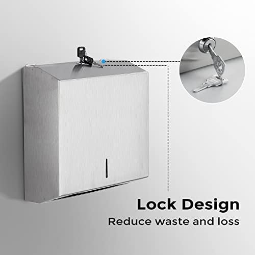 Modunful Paper Towel Dispenser Wall Mount - Commercial Stainless Steel Holder Large Capacity Durable
