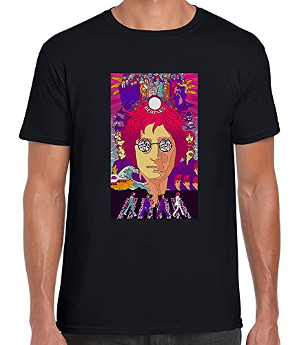 London Rainbow Notting Hill T-shirt unisexe All You Need is Love John Lennon, Noir , S - Les Beatles, Paul McCartney, John Lennon, RIngo Starr, George Harrison London Rainbow Notting Hill T-shirt unisexe All You Need is Love John Lennon, Noir , S
