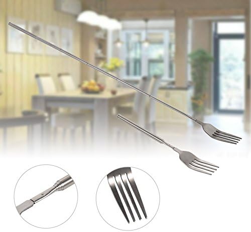 Durable Extendable Steel Dinner Fork Perfect for Cutting Fruits and Desserts