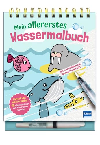 Mein allererstes Wassermalbuch: Einfach mit Wasser malen - Malbuch mit 16 Bildern, die sich beim Kontakt mit Wasser bunt färben, extra-dicke Konturen, mit nachfüllbarem Wassermalstift, ab 3 Jahren