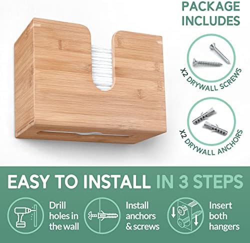 Bamboo Paper Towel Dispenser for Bathroom and Kitchen