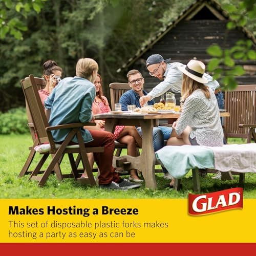 Glad Clear Plastic Forks Heavy Duty Disposable Cutlery Set Standard Size Clear Disposable Fork 70-Pack