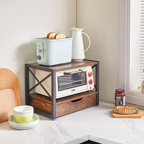 IBUYKE 2 Tier Desktop-Drucker Stand, Mehrzweck-Schreibtisch-Organisator, hölzerne Drucker Stand mit Schublade Lagerung für Ordner, Bücher, für Faxgerät, Scanner, Home Office, Rustic Brown TLJ006H – Bild 8