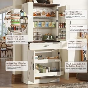   71-Tall-Kitchen-Pantry-Cabinet-with-3-Drawers-Farmhouse-Storage-Cabinet-with-6-Barn-Door-Shelveswith-Load-Bearing-Steel-Pipe-and-Adjustable-ShelvesPantry-Organizer-for-KitchenLiving-RoomWhite