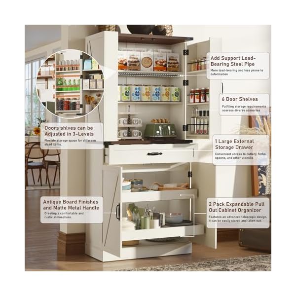   71-Tall-Kitchen-Pantry-Cabinet-with-3-Drawers-Farmhouse-Storage-Cabinet-with-6-Barn-Door-Shelveswith-Load-Bearing-Steel-Pipe-and-Adjustable-ShelvesPantry-Organizer-for-KitchenLiving-RoomWhite