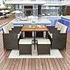   LZ-LEISURE-ZONE-Patio-Dining-Table-Set-11-Piece-Outdoor-Furniture-Sets-Wicker-Rattan-Dining-Table-and-Chairs-Set-Patio-Conversation-Set-with-Cushions-BrownBeige-11-Piece