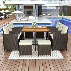 Lzleisurezonepatiodiningtableset11pieceoutdoorfurnituresetswickerrattandiningtableandchairssetpatioconversationsetwithcushionsbrownbeige11piece Urban Country Home Decor Lz leisure zone patio dining table set 11 piece outdoor furniture sets wicker rattan dining table and chairs set patio conversation set with cushions brownbeige 11 piece urban country home decor