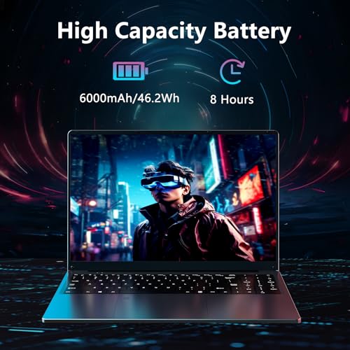 NIAKUN 16 Zoll Laptop, Notebook RAM 16GB+SSD 1TB, Prozessor N95 Notebook (bis zu 3.4Ghz) Full HD 1920x1200P, Laptop Computer Tastatur mit Hintergrundbeleuchtung, USB 3.0, 6000mAh, HDMI – Bild 6