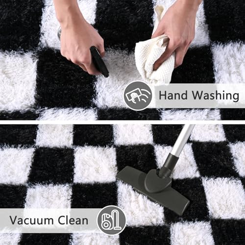 FALARK 4x6 ft Black and White Checkered Area Rug