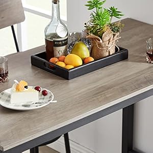 CALABASH Bar Table and Chairs SetIndustrial Counter Height Pub Table with 4 ChairsBar Table Set 5 Pieces Dining Table Set Home Kitchen Breakfast Table SetGrey Rectangular 1Table 4 Stools