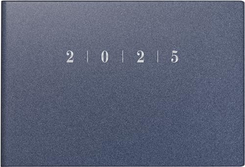 rido/idé Taschenkalender Modell Septimus (2025), 2 Seiten = 1 Woche, A6 quer, 128 Seiten, Kunststoff-Einband Reflection, blau