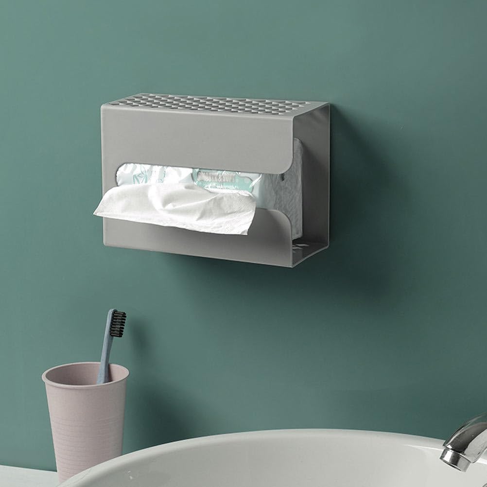 Hemoton Wall-Mounted Tissue Holder No Punch Dispenser for Bathroom Beyond