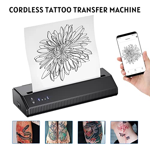 BIOMASER Wireless Tattoo Stencil Printer Tattoo Drucker Thermodrucker (Suitable for iOS & Android) Format A4 Bluetooth Verbinden Sie Sich mit Smartphone, Keine Tinte und Schablonenpapier erforderlich – Bild 3