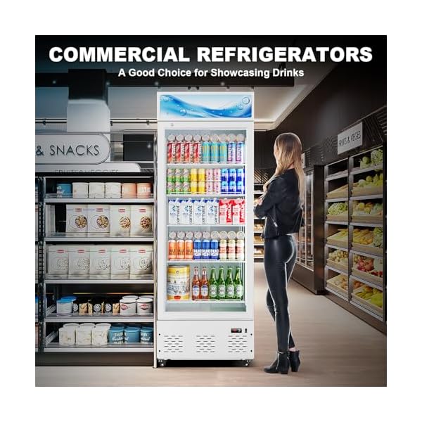   15-Cuft-Commercial-Fridge-Merchandiser-Refrigerator-Glass-Door-Upright-Display-Cooler-with-LED-Light-and-Adjustable-Shelves-for-Restaurant-Grocery-Stores-Home-ETL-and-NSF-ApprovedWhite