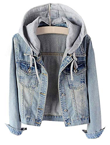LifeShe Women’s Casual Detachable Hoodie Denim Jacket