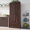 JXQTLINGMU Farmhouse Kitchen Pantry Cabinet 72 Tall Wood Kitchen Storage Cabinets with Adjustable Shelves 2 Barn Doors Drawer Versatile Storage for Dining Room Bathroom Rustic Brown