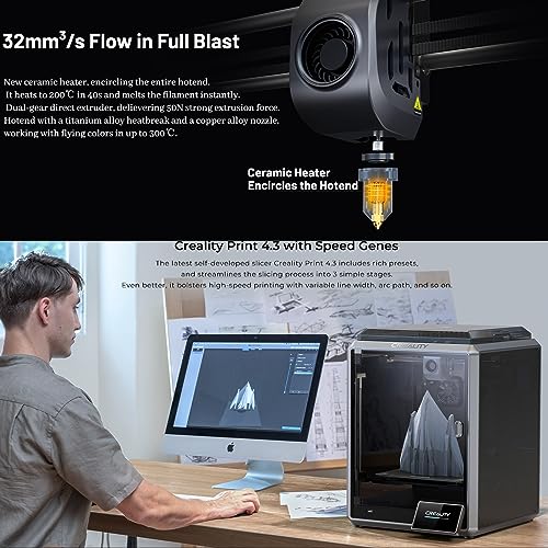 Creality 3D Drucker K1 FDM Drucktechnik,600mm/s Druckgeschwindigkeit mit Doppel Lüfternkühlung,2000mm/s² Beschleunigungen,Fernsteuerung mit WiFi-Verbindung,32mm³/s Flow Hotend,Z-Achse Position – Bild 5