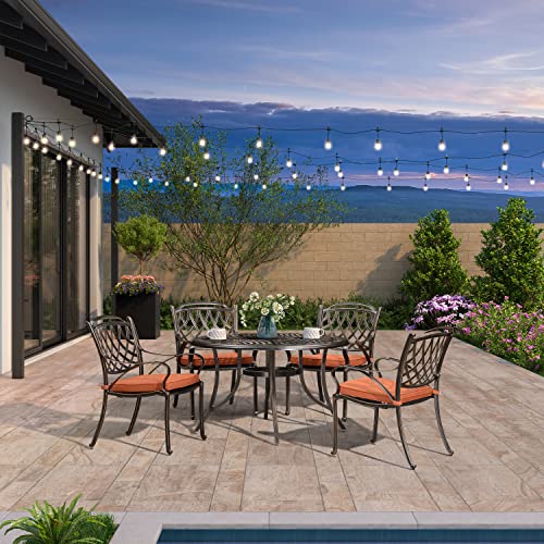 PURPLE-LEAF-Patio-Dining-Set-Cast-Aluminum-5-Piece-Patio-Furniture-Set-with-4-Dining-Armchairs-and-47-Round-Table-4-Cushions-Included-for-Lawn-Yard-Garden-Rhombic-Brick-Red-Outdoor-Dining-Set PURPLE LEAF Patio Dining Set Cast Aluminum 5 Piece Patio Furniture Set with 4 Dining Armchairs and 47 Round Table 4 Cushions Included for Lawn Yard Garden Rhombic Brick Red Outdoor Dining Set
