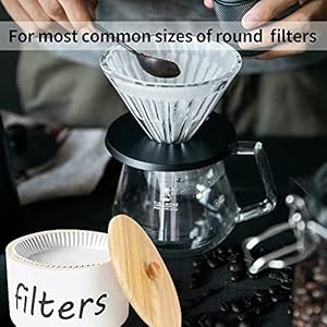 Coffee Filter Holder Paulownia Wood Coffee Filter Storage Container with 50pcs Coffee Filter Paper White Coffee Filter Holders for Storing Various Filter Papers Tea Bags Coffee Beans