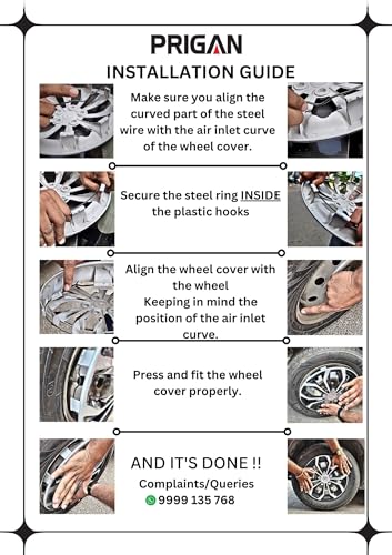 Image of PRIGAN Wheel Cover for Zest 15 Inch Silver Black Wheel Cap (Available in 15 Inch) (Set of 4 Pcs) (Press Fitting) Model- Swing DC-15