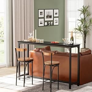 63 Bar Table Bar Height Pub Table Counter Height Bar Table Rectangular High Top Kitchen Dining Counter Tables with Sturdy Legs Easy to Clean Top Indoor use Black