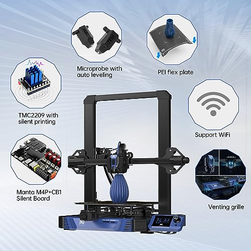 BIQU Hurakan 3D Drucker, Vorinstallierter Klipper, DIY 3D Drucker mit BTT Microprobe Bettnivellierungssensor, Manta M4P+CB1 Steuerplatine, WiFi Filament Runout Sensor, Druckgröße 8.66x8.66x10.63in – Bild 7