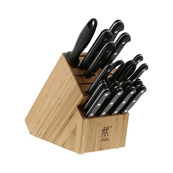 Zwilling twin gourmet classic 18 pc knife block set stamped german stainless steel 3 rivet handle no stain blades includes kitchen shears and honing steel made in spain  urban country home decor