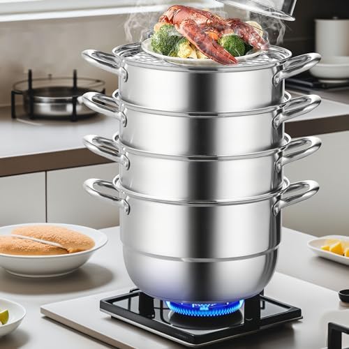 VEVOR 5-Tier Stainless Steel Steamer Pot for Quick Nutritious Cooking