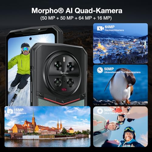 DOOGEE DK10 Outdoor Handy 5G 2024, 32 GB + 512 GB, Dimensity 8020 Outdoor Smartphone ohne Vertrag, 2.5K AMOLED 6.67 Zoll FHD+ 120 Hz, 64+50 MP, 5150 mAh/120 W, NFC/WiFi6/OTG/IP68/Dual SIM, Grün – Bild 6