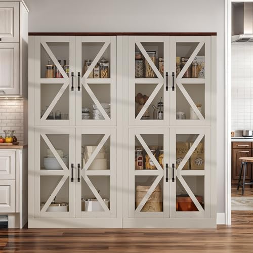 YITAHOME-Farmhouse-Kitchen-Pantry-Cabinet-Freestanding-Kitchen-Hutch-Tall-Food-Pantry-for-Living-Room-Dinning-Room-and-Kitchen-White YITAHOME Farmhouse Kitchen Pantry Cabinet Freestanding Kitchen Hutch Tall Food Pantry for Living Room Dinning Room and Kitchen White