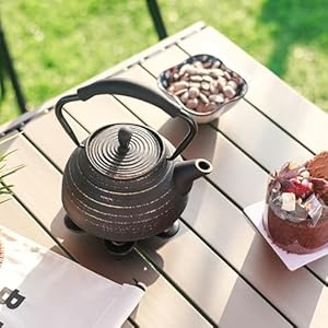   Cast-Iron-Teapot-Stovetop-Safe-Vintage-Tea-Kettle-with-Infuser-for-Loose-Leaf-Coffee-Japanese-Tea-Pot-Coated-with-Enameled-Interior-Silicone-Handle-22oz-650ml-Black