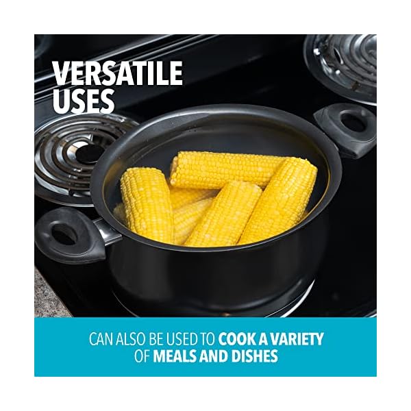   Bialetti-55-Quart-Pasta-Pot-with-Strainer-Lid-Charcoal--Elongated-Oval-Pot-for-Longer-Spaghetti-Lasagna-Penne-Farfalle-Noodles-Heat-Resistant-Handles-Nonstick-Interior-Large-Pot-for-Cooking