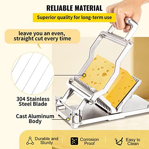 Stylish 304 Stainless Steel Cheese Slicer with Replacement Wire Cutters
