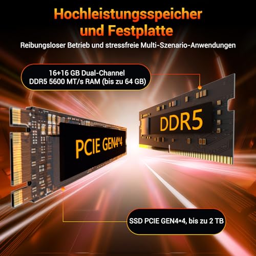 GEEKOM Mini PC Windows 11 Pro, AE8 AI Mini Computer, AMD Ryzen 9 8945HS (8 Kerne 16 Threads, bis zu 5,2 GHz), 32GB DDR5 5600MHz Max.2TB SSD Mini PC, AMD Radeon 780M/USB 4.0/WiFi 6E/BT5.2 – Bild 5