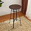 Glitzhome 4125 H Rustic Steel Bar Table Round Solid Elm Wood Top Dining Room Pub Table Bistro Table