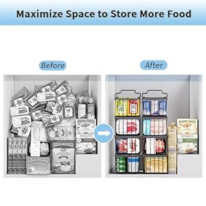   Freezer-Organizer-Bins146L-X-71W-X-52H-4-Pack-Stackable-Chest-Freezer-Organizer-for-7-CuFT-Deep-Freezer-Sort-Frozen-Meats-Deep-Freezer-Organizer-Bins-Get-Food-Easily-wHandleBlack