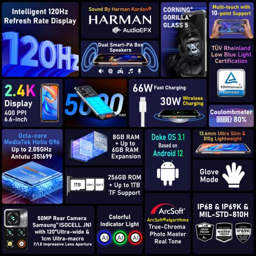 Blackview BV9200 Outdoor Smartphone ohne Vertrag, 6.6'' 120Hz 2.4K Display, 50MP AI Kamera,8GB+256GB,3 Kartensteckplätze, LED Benachrichtigung, IP68 Android 12 Handy, NFC Kabellose Aufladung Grün – Bild 3