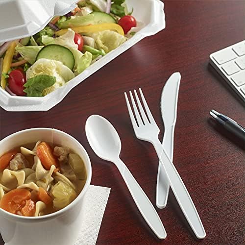 Hefty Individually Wrapped Plastic White Heavy-Duty Cutlery Disposable Flatware 150 Piece Set