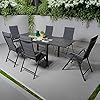 7 Piece Outdoor Patio Dining Set for 6 Person 6 Pack Foldable Deck Chairs 43 86 Villa Expandable Patio Dining Table Adjustable for Backyard Porch Deck Garden