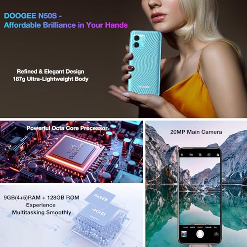 DOOGEE N50S Android 13 Smartphone Ohne Vertrag, 9GB+128GB Speicher/1TB Erweiterbar 6.52" HD+ Display, 4200mAh mit 10W Schnellaufladung Handys, 20MP Kamera, 4G Dual SIM Günstig Handy 2024 – Bild 8