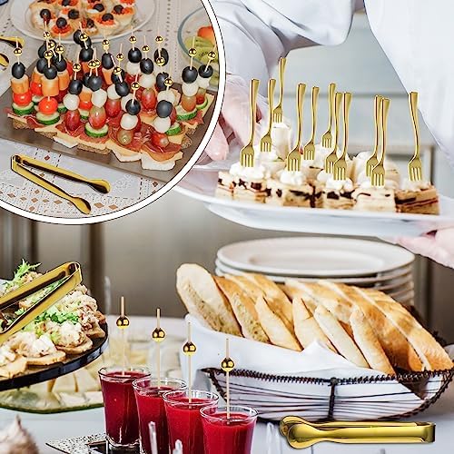 Therwen Gold Cocktail Picks and Appetizer Forks Set 184 Pcs