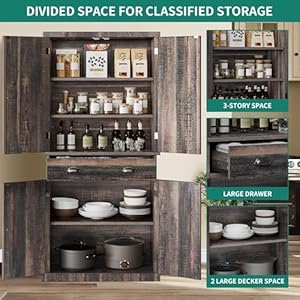   YITAHOME-72-Farmhouse-Kitchen-Pantry-Wood-Kitchen-Storage-Cabinets-with-Drawer-and-Adjustable-Shelves-Kitchen-Versatile-Storage-for-Kitchen-Dining-Room-Living-Room-Dark-Rustic-Oak