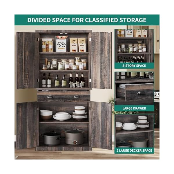   YITAHOME-72-Farmhouse-Kitchen-Pantry-Wood-Kitchen-Storage-Cabinets-with-Drawer-and-Adjustable-Shelves-Kitchen-Versatile-Storage-for-Kitchen-Dining-Room-Living-Room-Dark-Rustic-Oak