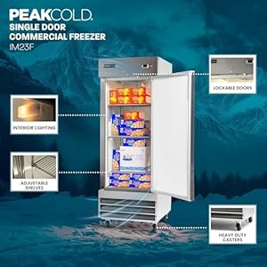   Single-Door-Commercial-Reach-In-Stainless-Steel-Freezer-White-Interior-23-Cubic-Ft-29-Wide-inch