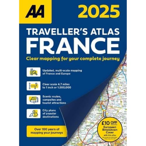Travellers Atlas France 2025 Flexibound (AA Road Atlas) (AA Road Atlas France) (France Road Atlas)