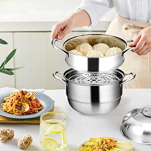 3-Tier Stainless Steel Steamer Pot with Handles