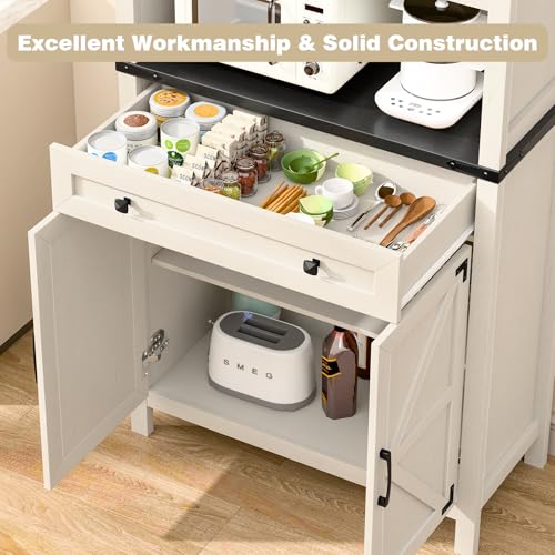 69-Farmhouse-Storage-Cabinet-with-Drawer-6-Tier-Tall-Kitchen-Pantry-Cabinet-Large-Wood-Storage-Cabinet-with-4-Barn-Doors-and-Adjustable-Shelves-Cabinet-with-Storage-for-Living-Room-KitchenBlack 69 Farmhouse Storage Cabinet with Drawer 6 Tier Tall Kitchen Pantry Cabinet Large Wood Storage Cabinet with 4 Barn Doors and Adjustable Shelves Cabinet with Storage for Living Room KitchenBlack