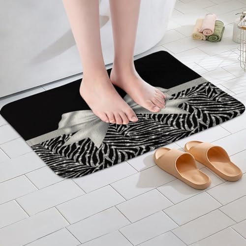 Feelyou Silver Glitter Bath Rug 20x32 Non Slip Mat